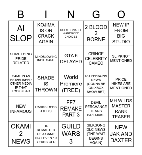 SGF Bingo Card