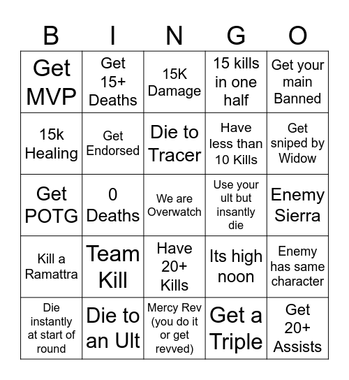 Overwatch Bingo Card