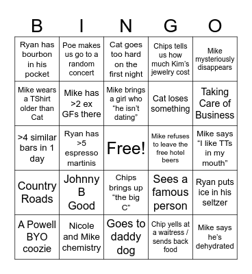 Nashville 2026 Bingo Card