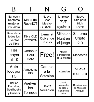 TIBIA - SUMMER UPDATE 2026 Bingo Card