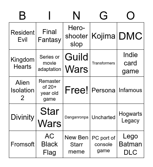 SGF 2026 Bingo Card