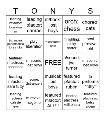 bingo !! Bingo Card