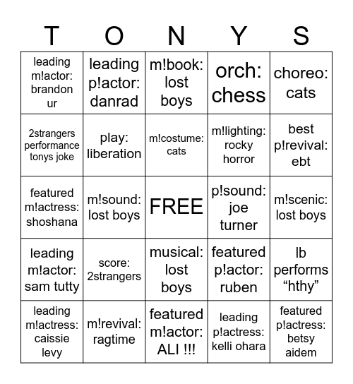 bingo !! Bingo Card