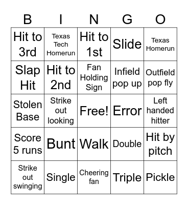 WCWS Game #2 Bingo Card