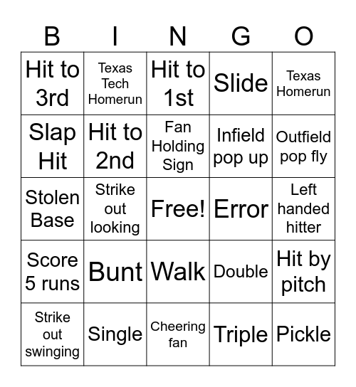 WCWS Game #2 Bingo Card