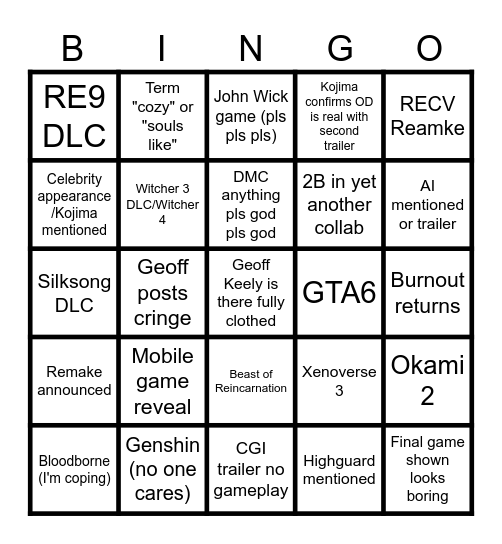 THINGS THAT WILL HAPPEN I SWEAR Bingo Card