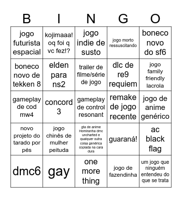 SGF 2026 Bingo Card