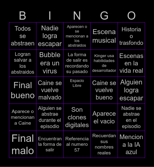 TADC 9: El Ultimo Acto Bingo Card