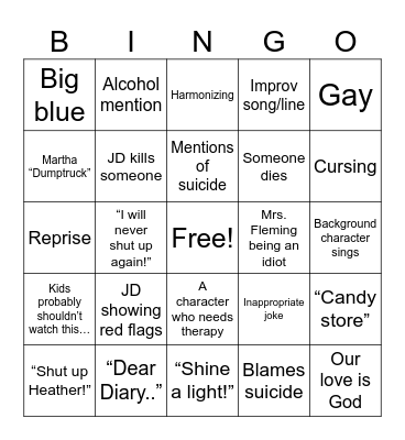 Heathers bingo Card