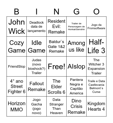 Anúncios Summer Game Fest Bingo Card