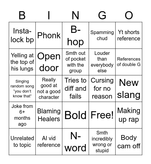 Clarky Boi Bingo Card