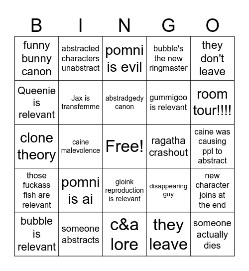 tadc Bingo Card