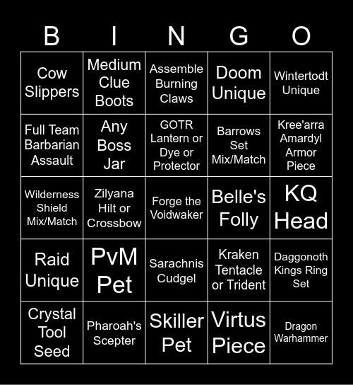 Summer's Plunder Bingo Card