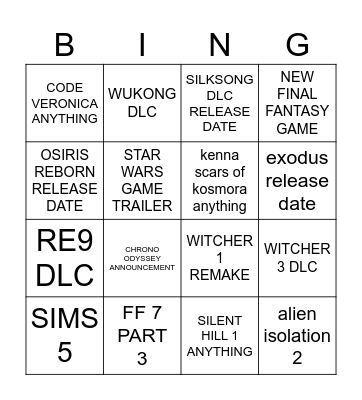 SUMMER GAME FEST Bingo Card