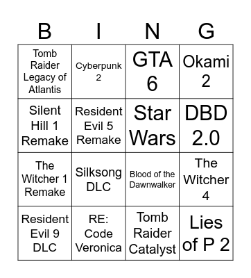 Summer Game Fest Bingo Card