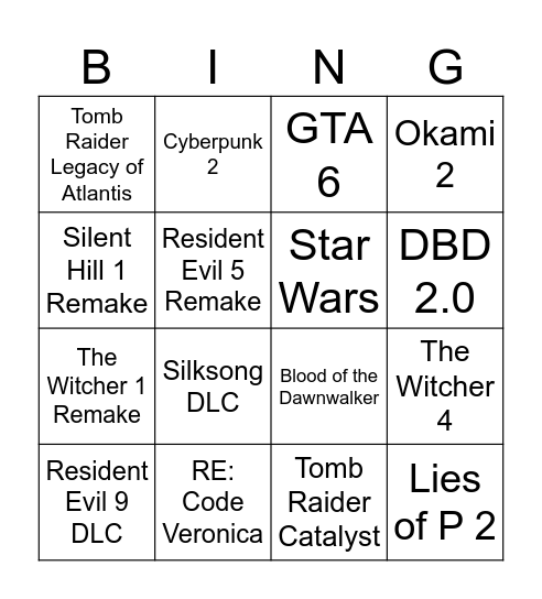 Summer Game Fest Bingo Card
