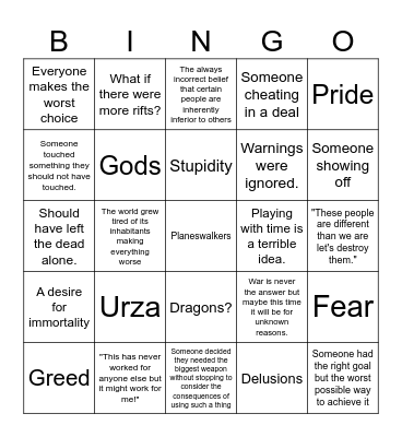 Why? Bingo Card