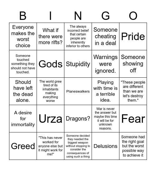 Why? Bingo Card