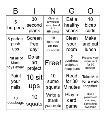 Bash and Penne Summer Fun Bingo! Bingo Card