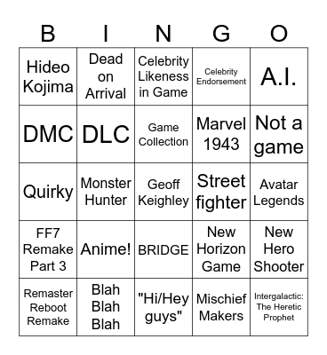 SGF 2026 Bingo Card