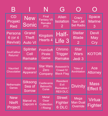 Summer Games Fest 2026 Bingo Card