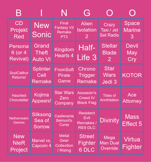 Summer Games Fest 2026 Bingo Card
