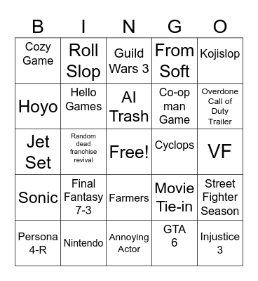 SGF 2026 Bingo Card