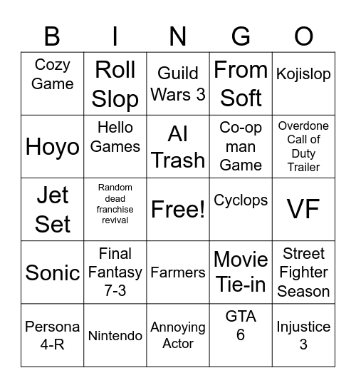 SGF 2026 Bingo Card