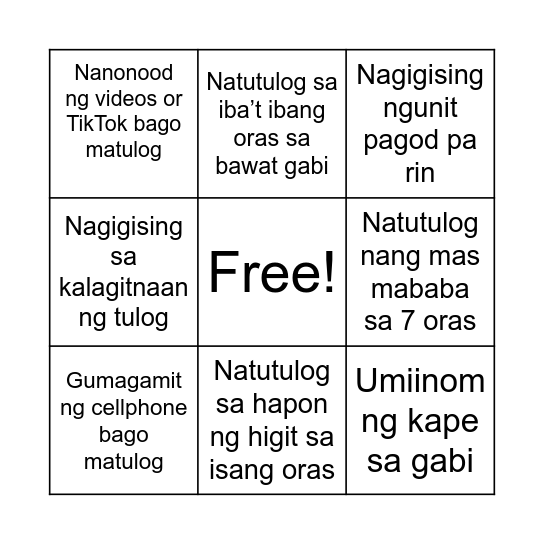 TULUGAN NA Bingo Card