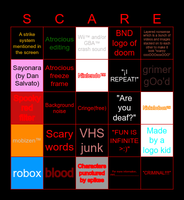Fake anti piracy screen bingo Card