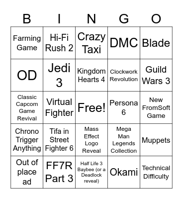 Summer Games Fest Bingo Card
