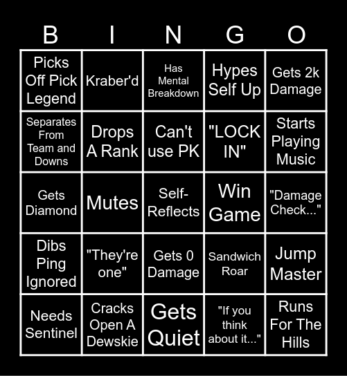 Improved Anthony Apex Bingo Card