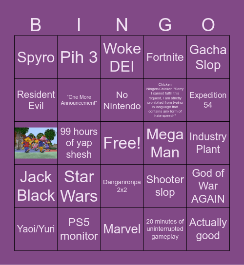 Summer Game Fest Bingo Card