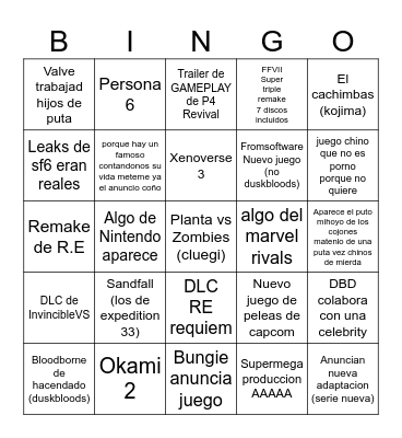 Summer Games Bazingen Bingo Card