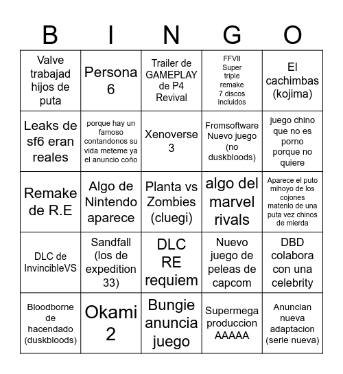 Summer Games Bazingen Bingo Card