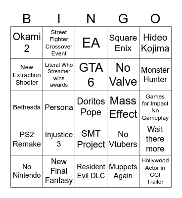 Summer Game Fest Bingo Card