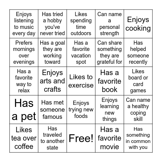 Find Someone Who... Bingo Card