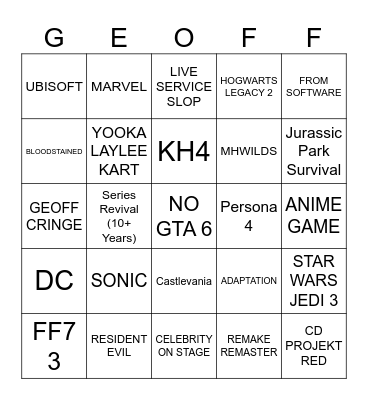 SUMMER GAMES FEST Bingo Card