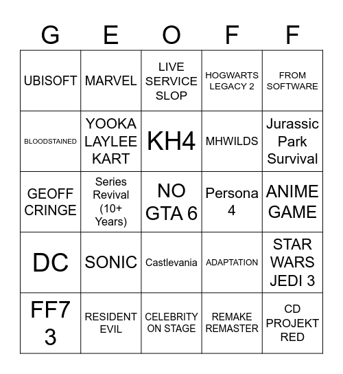 SUMMER GAMES FEST Bingo Card