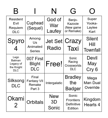 Summer Game Fest 2026 Bingo Card