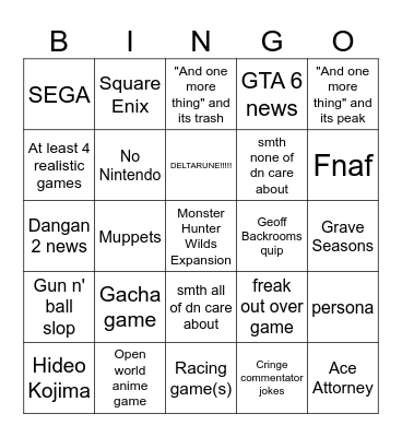 SUMMER GAME FEST BINGO Card