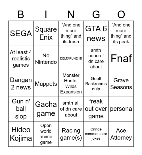 SUMMER GAME FEST BINGO Card