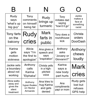 OREGON TRIP WEDNESDAY Bingo Card