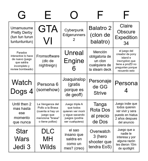 Sumer Gay Fest Bingo Card
