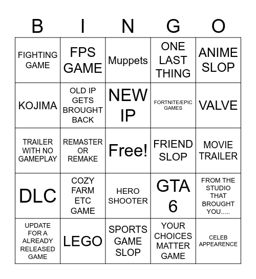 SGF BINGO Card