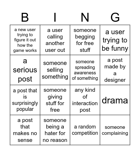 everskies posts bingo Card
