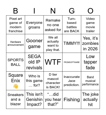 Summer Game Fest 2026 [B] Bingo Card