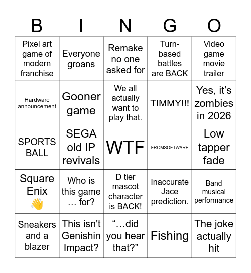 Summer Game Fest 2026 [B] Bingo Card