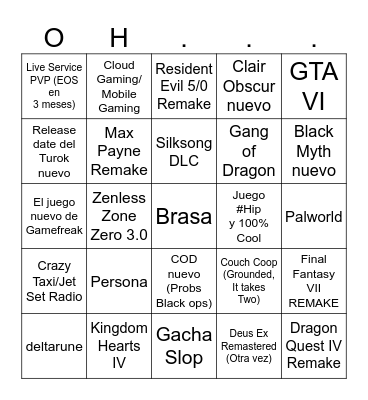 Summer Game Fest Bingo Card