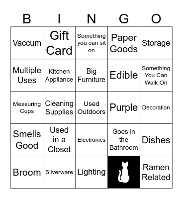 Justin's Housewarming Gifts... Bingo Card